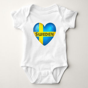 Schweden Herzenflagge Baby Strampler