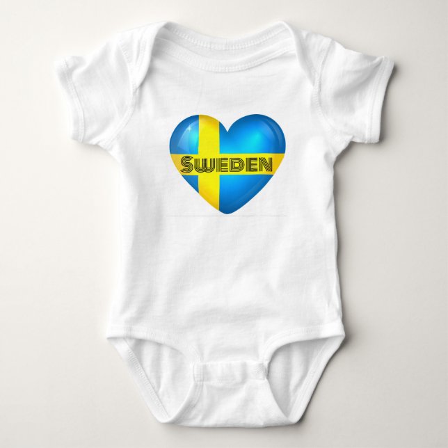 Schweden Herzenflagge Baby Strampler (Vorderseite)