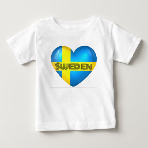 Schweden Herzenflagge Baby T-shirt