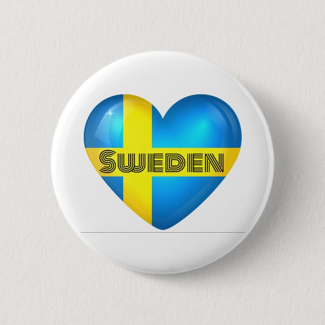 Schweden Herzenflagge Button (Vorderseite)