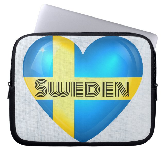 Schweden Herzenflagge Laptopschutzhülle (Vorderseite)