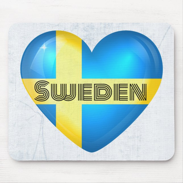Schweden Herzenflagge Mousepad (Vorne)