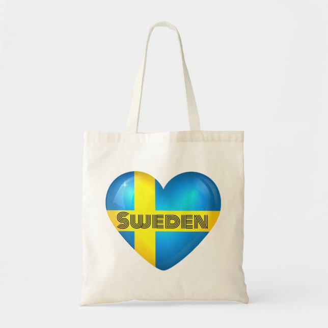 Schweden Herzenflagge Tragetasche (Vorne)