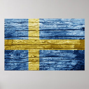 Schweden Holzflagge Poster