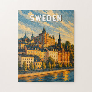 Schweden Illustration Reise Kunst Vintage