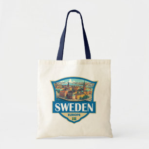 Schweden Illustration Retro-Abzeichen Tragetasche
