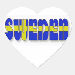 Schweden in der Flaggen-Beschriftung Herz-Aufkleber