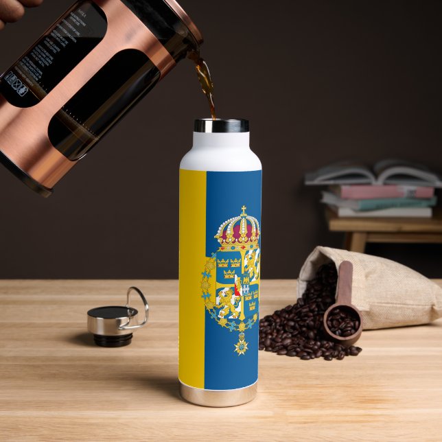 Schweden Insulinflasche, schwedische Flagge Trinkflasche (Kaffee)