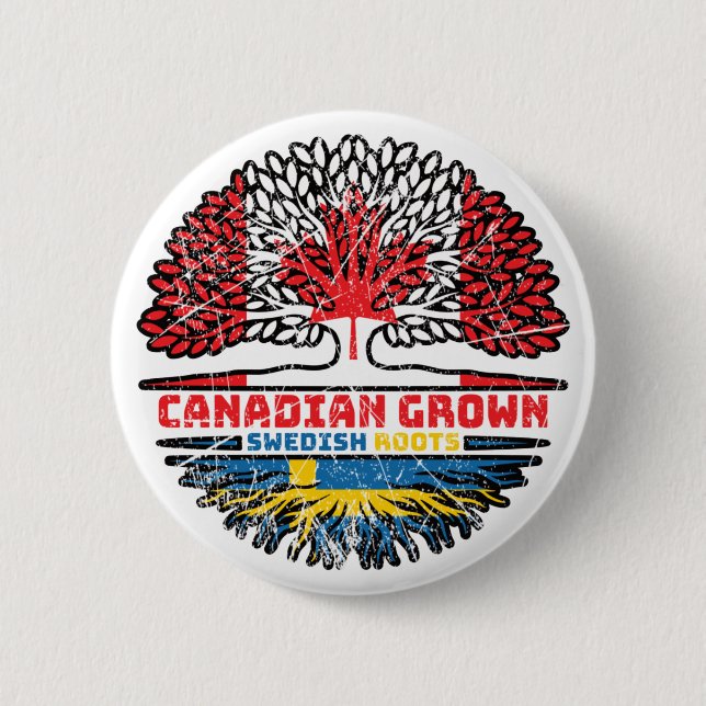 Schweden Kanadisches Tree-Roots-Flag Button (Vorderseite)