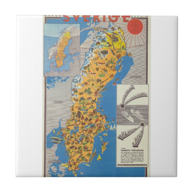 Schweden Karte Fliese (Vorderseite)
