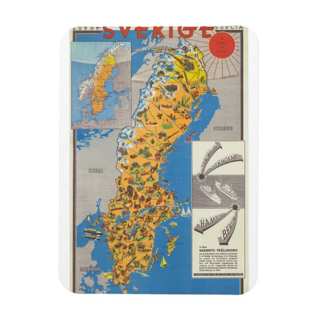 Schweden Karte Magnet (Vertikal)
