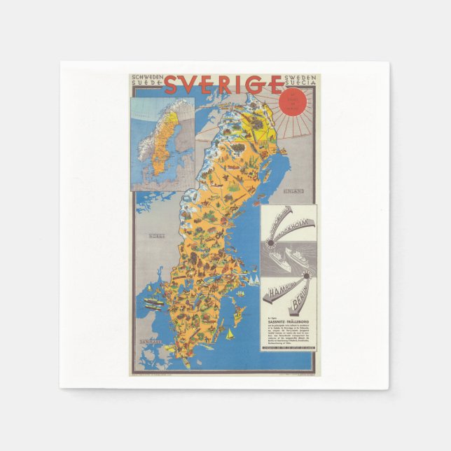 Schweden Karte Serviette (Vorderseite)