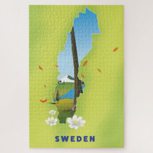 Schweden kartografiert illustriertes Reiseplakat.