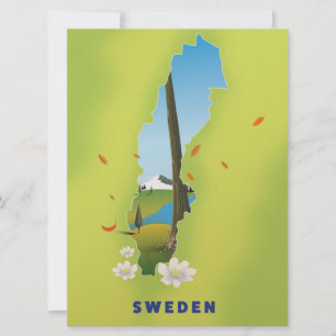 Schweden kartografiert illustriertes Reiseplakat. Einladung