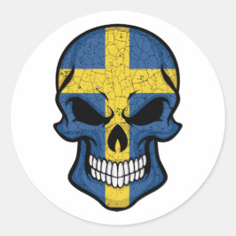 Schweden lächelt Schädelflagge Runder Aufkleber
