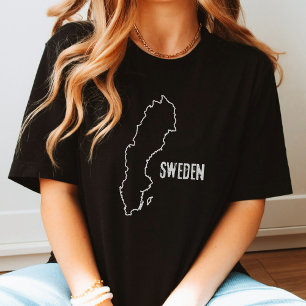 Schweden Landkarte Schwedische Grenzlinie Grundfor T-Shirt