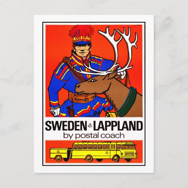 Schweden, Lappland, Postbus, Vintag, Reise Postkarte (Vorderseite)