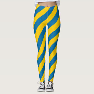 Schweden National Flag Colors Diagonal Striping Leggings