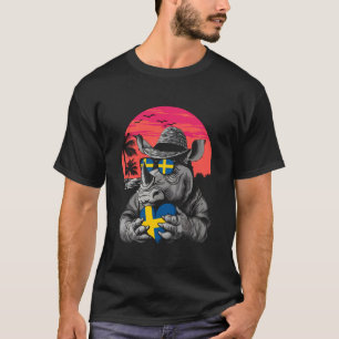 Schweden Nilpferd Nashorn Sonnenuntergang Schwedis T-Shirt