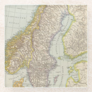 Schweden, Norwegen - Schweden und Norwegen-Karte Glasuntersetzer
