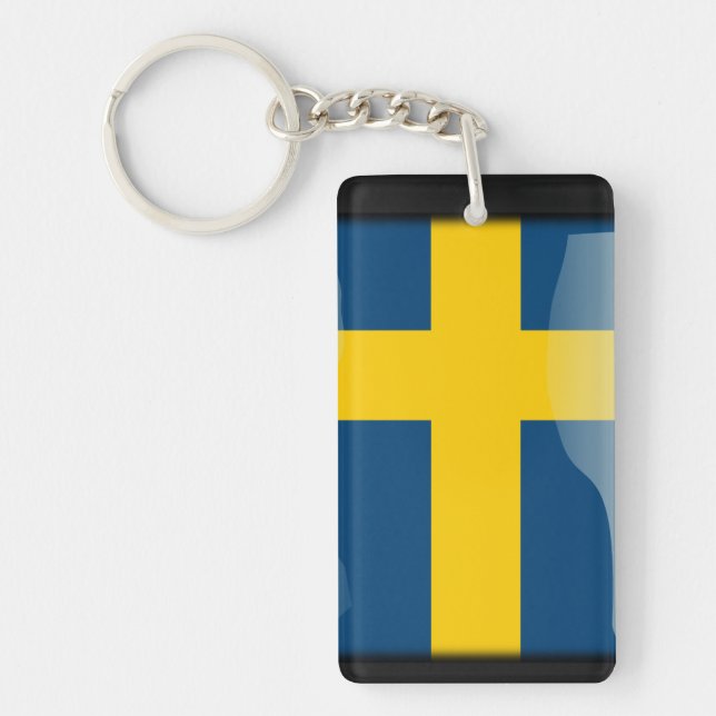 Schweden polierte Flagge Schlüsselanhänger (Vorderseite)