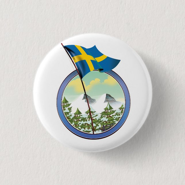 Schweden Retrologo Button (Vorderseite)