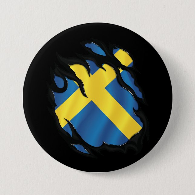 Schweden-Rippfahne Button (Vorderseite)