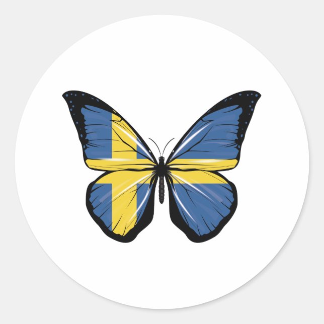 Schweden Schmetterlingsflagge Runder Aufkleber (Vorderseite)