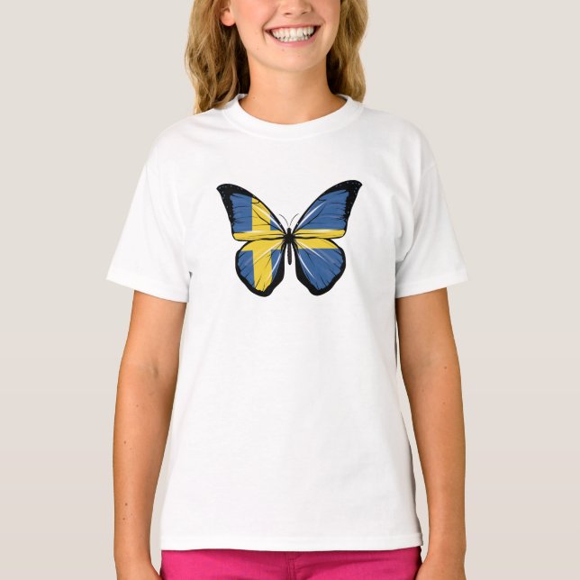 Schweden Schmetterlingsflagge T-Shirt (Vorderseite)