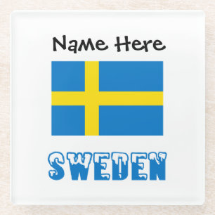 Schweden Schwedische Flagge Schwarz Personalisieru Glasuntersetzer