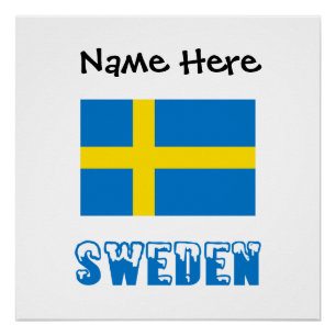Schweden Schwedische Flagge Schwarze Personalisier Poster