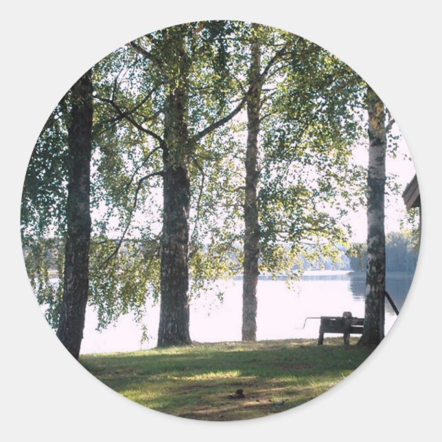 Schweden: Schwedische Sommerlandschaft Runder Aufkleber (Vorderseite)