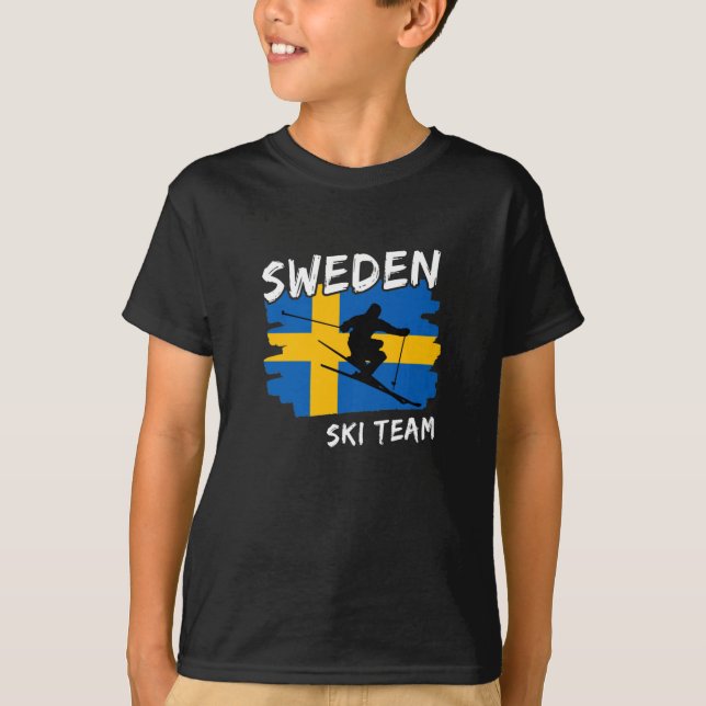 Schweden Ski T - Shirt (Vorderseite)