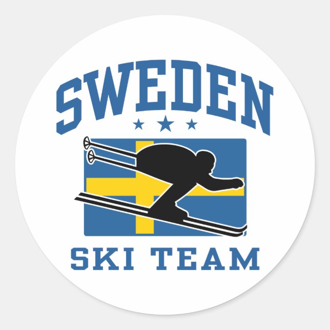 Schweden Ski Team Runder Aufkleber (Vorderseite)