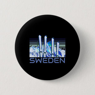 Schweden Skizubehör Retro Schwedisches Skifahren Button