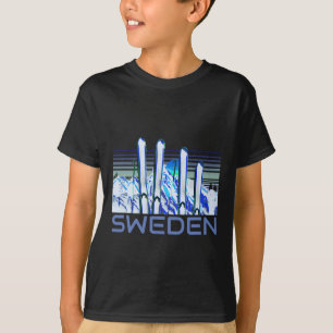 Schweden Skizubehör Retro Schwedisches Skifahren T-Shirt
