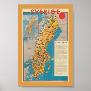 Schweden Sverige Vintage Poster 1931