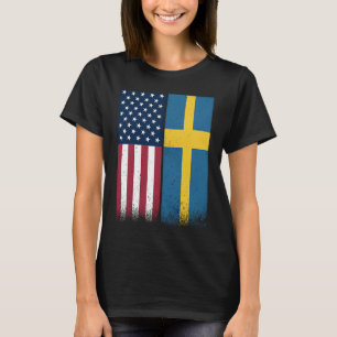 Schweden Swedish American Flags Proud USA Schweden T-Shirt