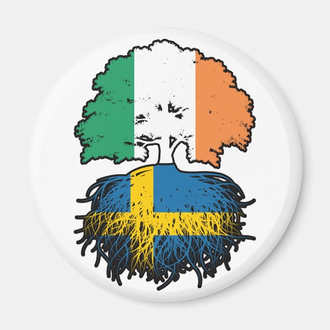 Schweden Swedish Irish Ireland Tree Roots Flag Magnet (Vorne)