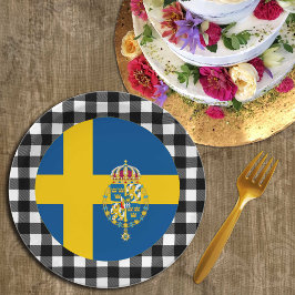 Schweden Tafel, Büffel kariert & Schwedische Flagg Pappteller
