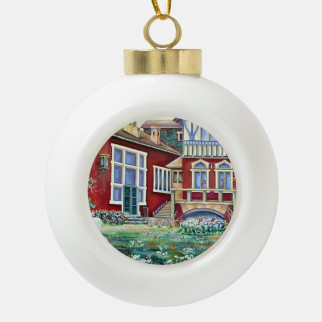 Schweden, Traditionelle Landschaft Keramik Kugel-Ornament (Vorderseite)