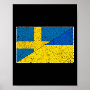 Schweden Ukraine Flagge Schwedische Ukrainische Na Poster