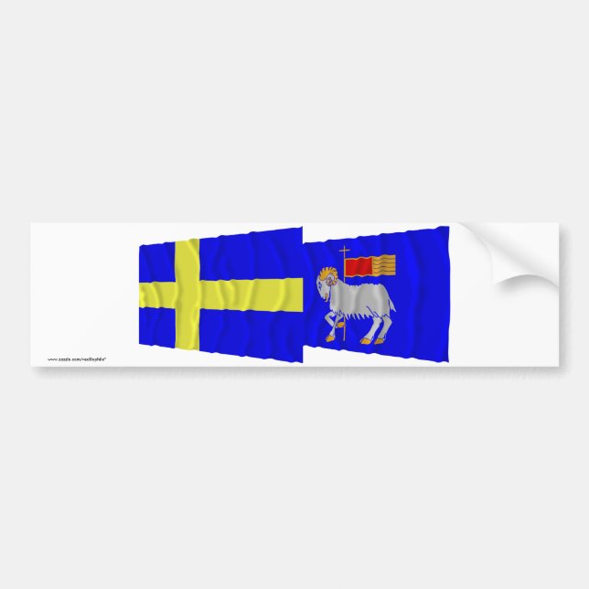 Schweden und Gotlands län wellenartig bewegende Autoaufkleber (Vorne)