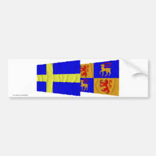 Schweden und Kalmar län wellenartig bewegende Autoaufkleber