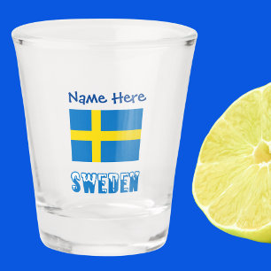 Schweden und schwedische Flagge Blau Personalisier Schnapsglas