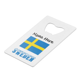 Schweden und schwedische Flagge mit Ihrem Namen Geldbeutel Flaschenöffner