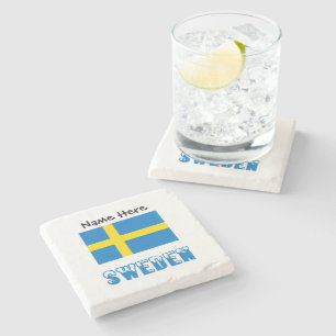 Schweden und schwedische Flagge personalisiert Steinuntersetzer
