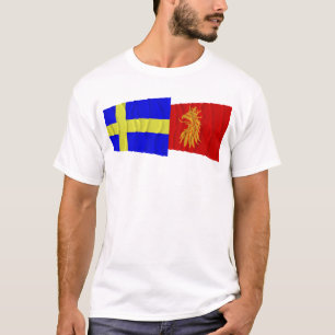 Schweden und Skåne län wellenartig bewegende T-Shirt