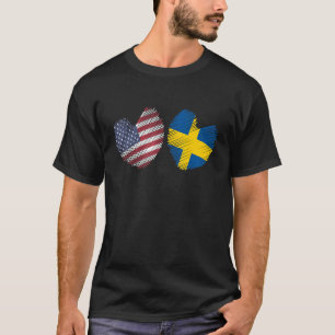 Schweden USA Herzliche amerikanische Flagge Schwed T-Shirt