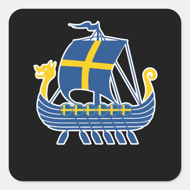 Schweden Viking Ship Gift Valhalla Swedish Viking Quadratischer Aufkleber (Vorderseite)